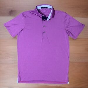 GREYSON Performance Polo Shirt Men’s Small Pink Stripe Short Sleeve Golf Stretch